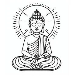 Malvorlage Buddha meditiert im Lotussitz