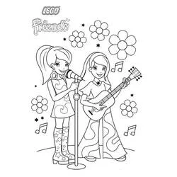 Malvorlage Lego Friends beim Singen und Gitarrespielen