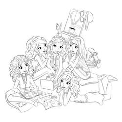 Malvorlage Lego Friends die Mädchen versammelt