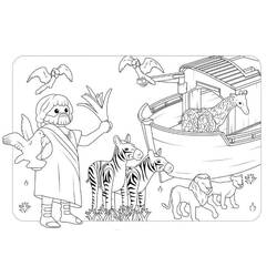 Malvorlage Playmobil Arche Noah mit den Tieren
