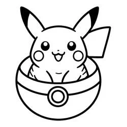 Malvorlage Pikachu sitzt in einem Pokéball