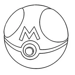 Malvorlage Pokeball mit M-Symbol