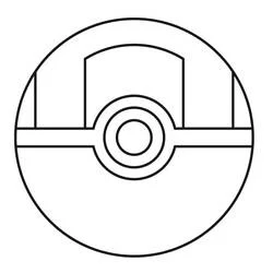 Malvorlage Pokeball mit rundem Mittelknopf