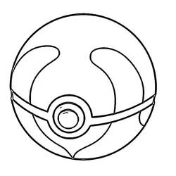 Malvorlage Pokeball mit geschwungenem Streifenmuster