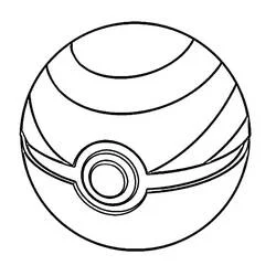 Malvorlage Pokeball mit geschwungenem Streifenmuster