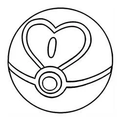 Malvorlage Pokeball mit einem Herz darauf