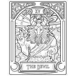 Malvorlage Der Teufel Tarotkarte mit gehörnter Gestalt