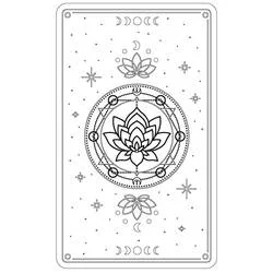 Malvorlage Tarotkarte mit Lotusblume und himmlischen Symbolen