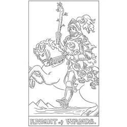 Malvorlage Ritter der Stäbe Tarotkarte