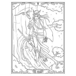 Malvorlage Tarotkarte Der Eremit mit mystischer Figur
