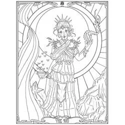 Malvorlage Die Sonne, Tarotkarte mit Krone und Flammen
