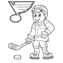 Malvorlage Junger Hockeyspieler mit Schläger und Puck Malvorlage Junger Hockeyspieler mit Schläger und Puck