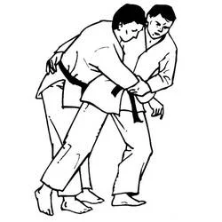Malvorlage Judokas mit schwarzem und weißem Gürtel