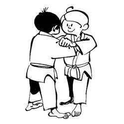 Malvorlage Zwei Kinder beim Judo