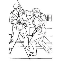 Malvorlage Zwei Judoka im Griffkampf