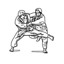 Malvorlage Zwei Judoka im Kampf