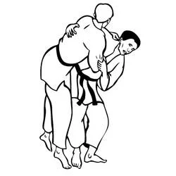 Malvorlage Zwei Judoka bei einem Hüftwurf