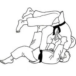 Malvorlage Judo Wurf zwischen zwei Kämpfern