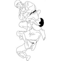 Malvorlage Judo zwei Judokas beim Wurf