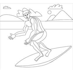 Malvorlage Surfer auf einer Welle