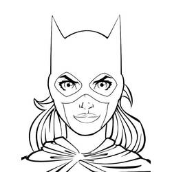 Malvorlage Batgirl Porträt mit spitzer Kapuze