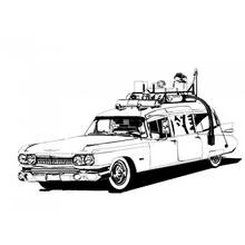 Malvorlage Ecto-1 Oldtimer mit Ausrüstung auf dem Dach
