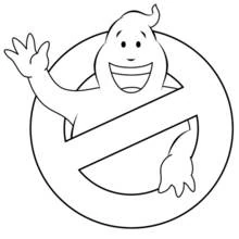Malvorlage Ghostbusters-Logo Geist winkt