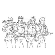 Malvorlage Ghostbusters Team steht mit Protonenpacks bereit