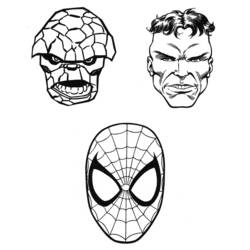 Malvorlage Ding, ein heldenhaftes Gesicht und Spider-Man