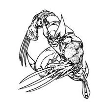Malvorlage Wolverine hockend mit ausgefahrenen Krallen