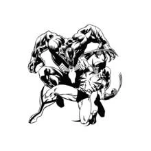 Malvorlage Wolverine im Kampf gegen Venom