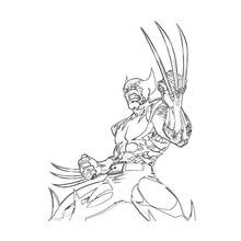 Malvorlage Wolverine mit ausgefahrenen Krallen in Kampfhaltung