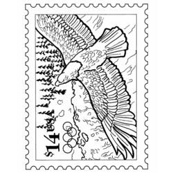 Malvorlage Adler im Flug auf einer Briefmarke