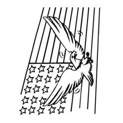 Malvorlage Adler fliegt über der amerikanischen Flagge
