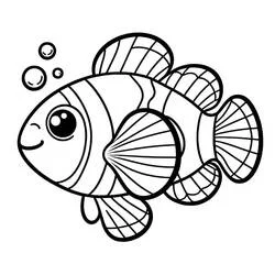 Malvorlage Clownfisch mit Luftblasen