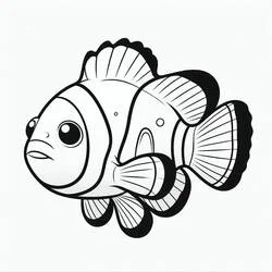 Malvorlage Clownfisch mit großen Augen beim Schwimmen