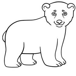 Malvorlage Eisbär stehend und lächelnd