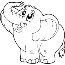 Malvorlage Elefant mit hochgehobenem Rüssel