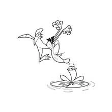 Malvorlage Frettchen-Cartoon springt über einen Frosch