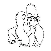 Malvorlage Gorilla mit lustigem Gesicht beim Laufen