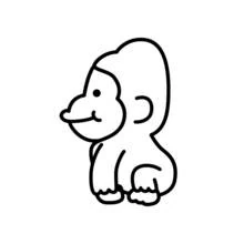 Malvorlage Baby-Gorilla sitzt ruhig da