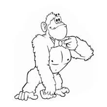 Malvorlage Gorilla läuft mit Fliege