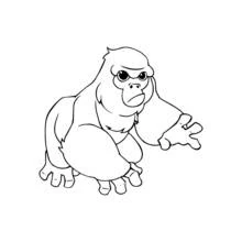 Malvorlage Gorilla hockt auf allen Vieren