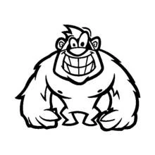 Malvorlage Gorilla mit breitem Grinsen