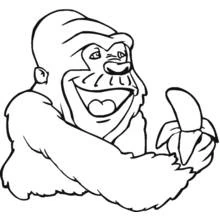 Malvorlage Gorilla mit einer Banane