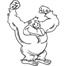 Malvorlage Gorilla zeigt seine Muskeln