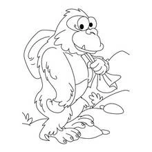 Malvorlage Gorilla auf Reisen mit einem Bündel