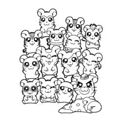 Malvorlage Hamster gruppe mit vielen niedlichen gesichtern