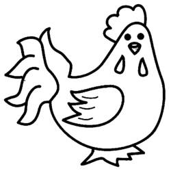 Malvorlage Huhn mit geschwungenem Schwanz
