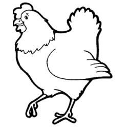 Malvorlage Huhn läuft mit aufgestelltem Schwanz